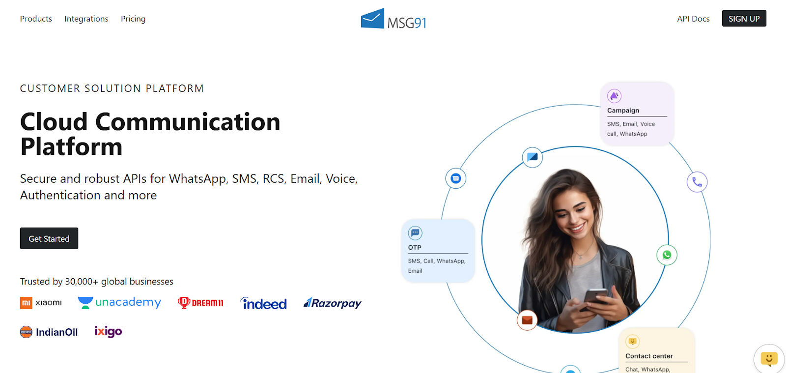 MSG91 Website Screenshot