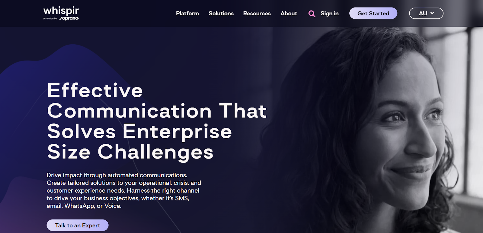 Whispir Website Screenshot